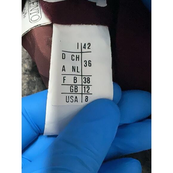 VTG Accento Made In Italy Wool Burgundy Gold Buttons Pencil skirt 8 - Picture 5 of 6